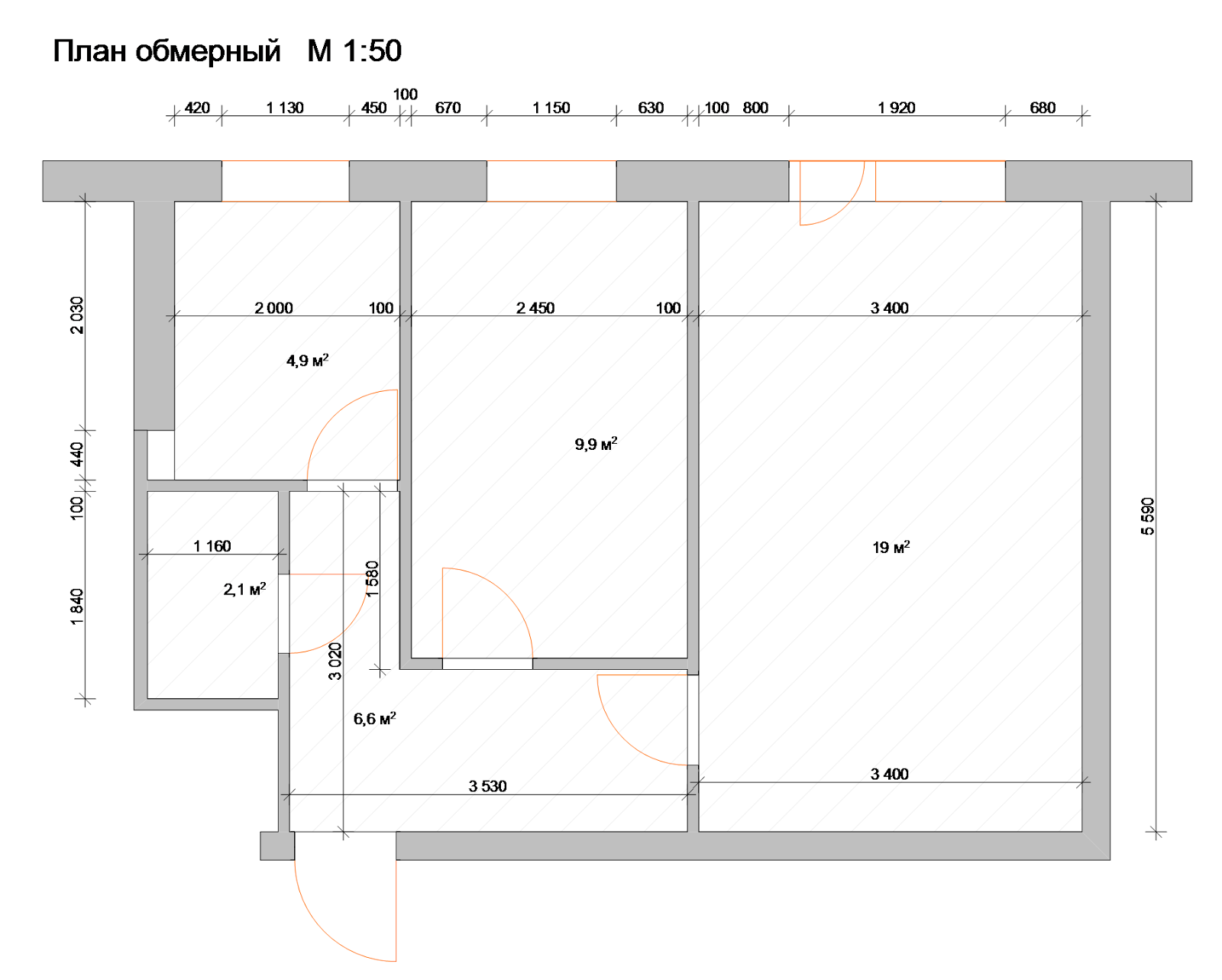 План квартиры в хрущевке с размерами 2 х комнатная квартира