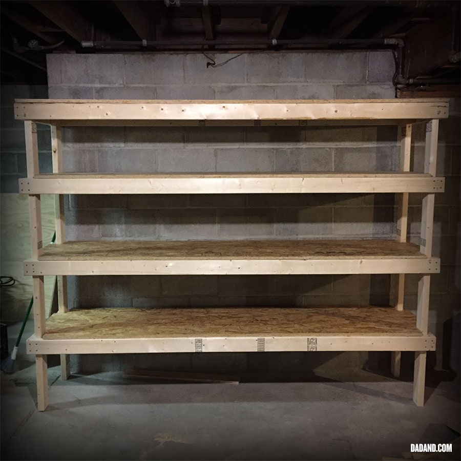 Freestanding DIY 2x4 shelves. Storage shelving for basement, garage, or pantry.