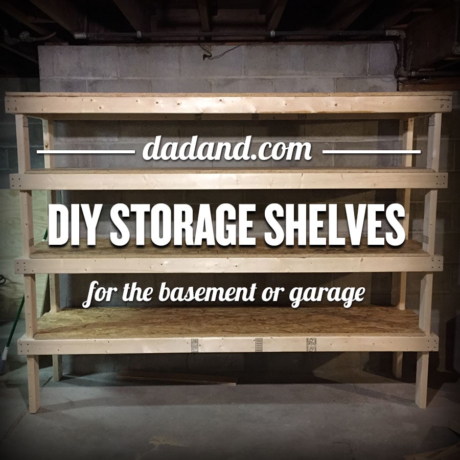 Freestanding DIY 2x4 shelves plans. Storage shelving for basement, garage, or pantry.