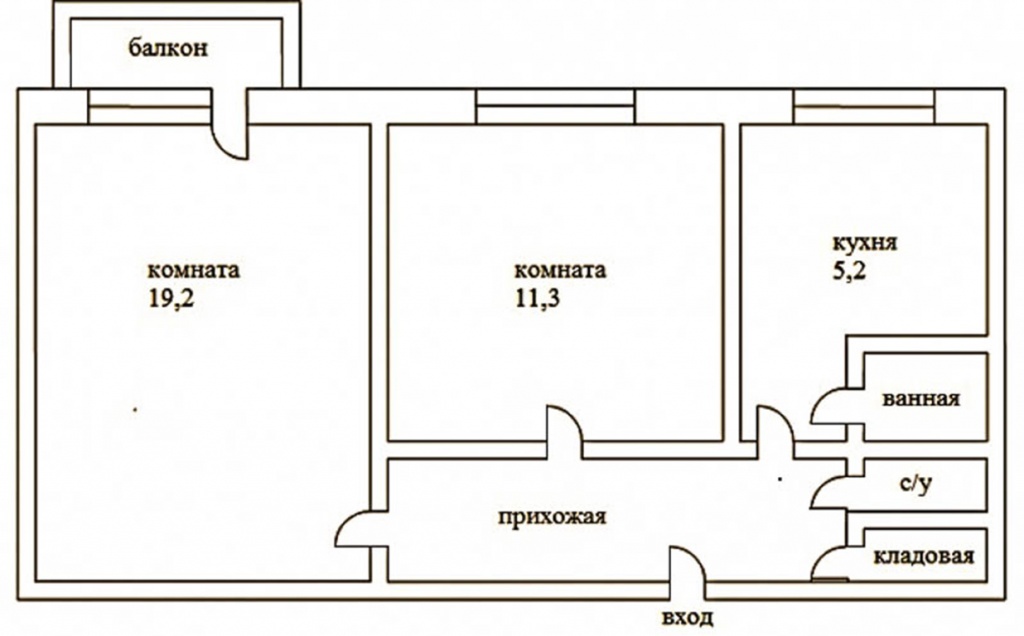 типовой проект «Мини-улучшенка» – двухкомнатная квартира в хрущёвке