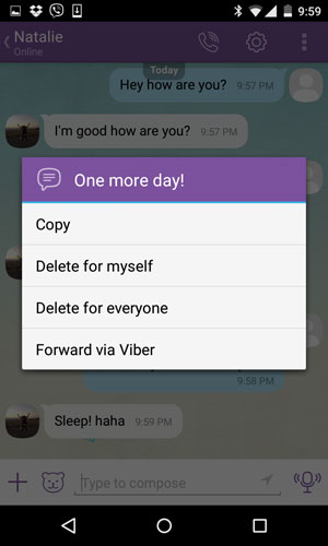 delete viber selective messages
