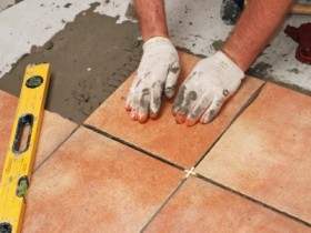 Laying tiles on gypsum fiber board