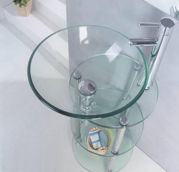 Стеклянная раковина для ванной комнаты круглая