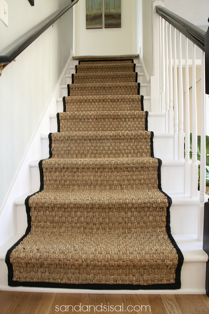 Painted Stair Makeover - Seagrass Stair Runner