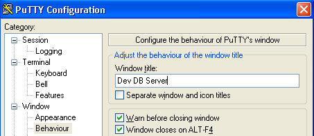 Fig: Custom Window Title for PuTTY SSH Session