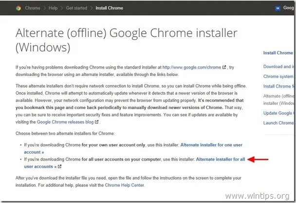 google chrome alternate installer